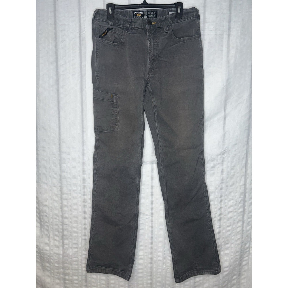 ARIAT Rebar M4 Relaxed Straight Carpenter Pants Stretch 32x34 Mens Gray Work